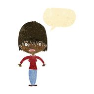 cartoon woman staring with speech bubble N2