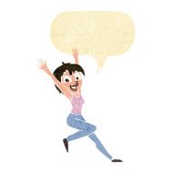 cartoon excited woman with speech bubble N9