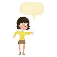 cartoon woman pointing with speech bubble N11