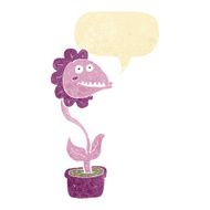 cartoon monster plant with speech bubble