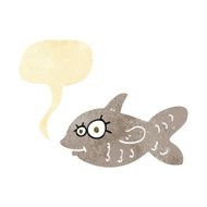 cartoon happy goldfish with speech bubble