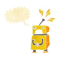cartoon little robot with speech bubble
