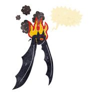 cartoon spooky bat with speech bubble
