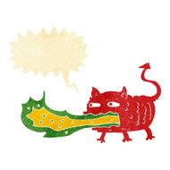 cartoon fire breathing imp with speech bubble N2