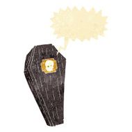 spooky cartoon coffin with speech bubble N3