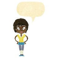 cartoon pretty girl with speech bubble N3
