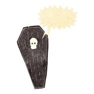 spooky cartoon coffin with speech bubble N4