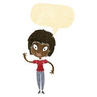 cartoon pretty girl with speech bubble N4