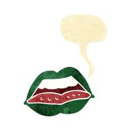 cartoon sexy halloween lips symbol with speech bubble