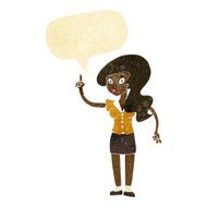 cartoon pretty woman with idea speech bubble