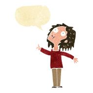 cartoon curious woman with speech bubble N3