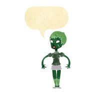 cartoon zombie monster woman with speech bubble