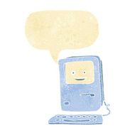 cartoon old computer with speech bubble N2