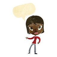 cartoon pointing woman with speech bubble