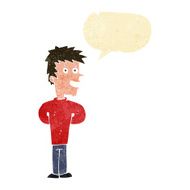 cartoon happy man with speech bubble N21