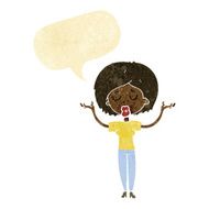 cartoon peaceful woman with speech bubble