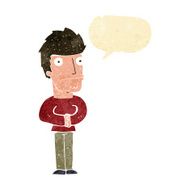 cartoon worried man with speech bubble N11