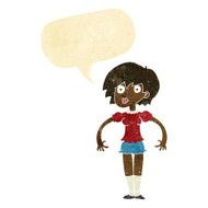 cartoon surprised woman with speech bubble N10