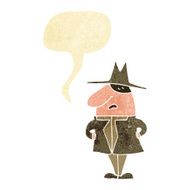 cartoon man in coat and hat with speech bubble N2