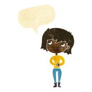 cartoon friendly woman with speech bubble N5
