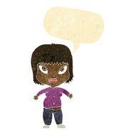cartoon overweight woman with speech bubble