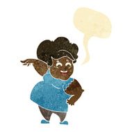 cartoon overweight woman with speech bubble N2