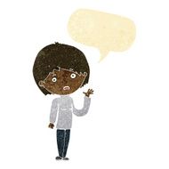 cartoon worried woman with speech bubble N5