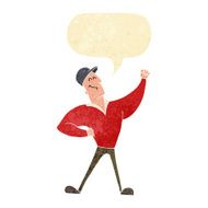 cartoon man striking heroic pose with speech bubble N2