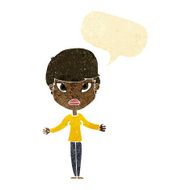cartoon woman shrugging shoulders with speech bubble N16