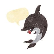 funny cartoon shark with speech bubble N5