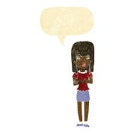 cartoon woman standing with speech bubble N2