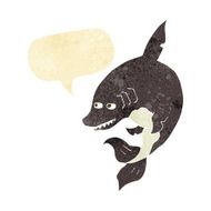 funny cartoon shark with speech bubble N6