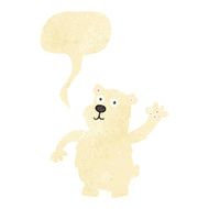 cartoon waving polar bear with speech bubble N4