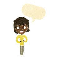cartoon happy woman with speech bubble N16