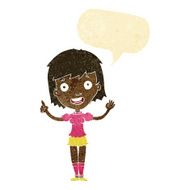 cartoon woman pointing with speech bubble N13