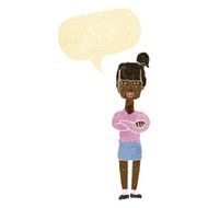 cartoon annoyed woman with speech bubble N8
