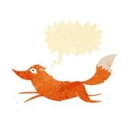 cartoon fox running with speech bubble