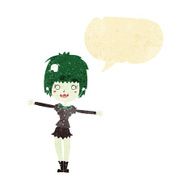 cartoon happy vampire girl with speech bubble N4