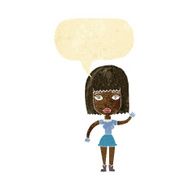 cartoon waving woman with speech bubble N7