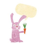 cartoon rabbit with carrot speech bubble