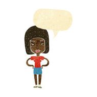 cartoon annoyed woman with speech bubble N9