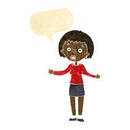 cartoon woman making excuses with speech bubble N2