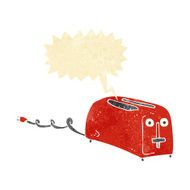 cartoon toaster with speech bubble