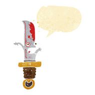 cartoon frightened knife with speech bubble