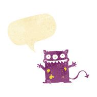 cartoon little monster with speech bubble