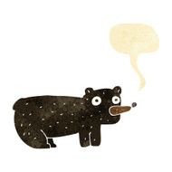 funny cartoon black bear with speech bubble N2