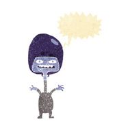 cartoon space alien with speech bubble N3
