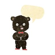 cartoon teddy black bear with speech bubble N2