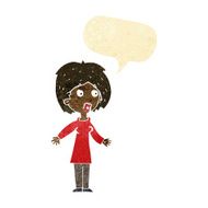 cartoon surprised woman with speech bubble N14