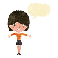 cartoon excited woman with speech bubble N12